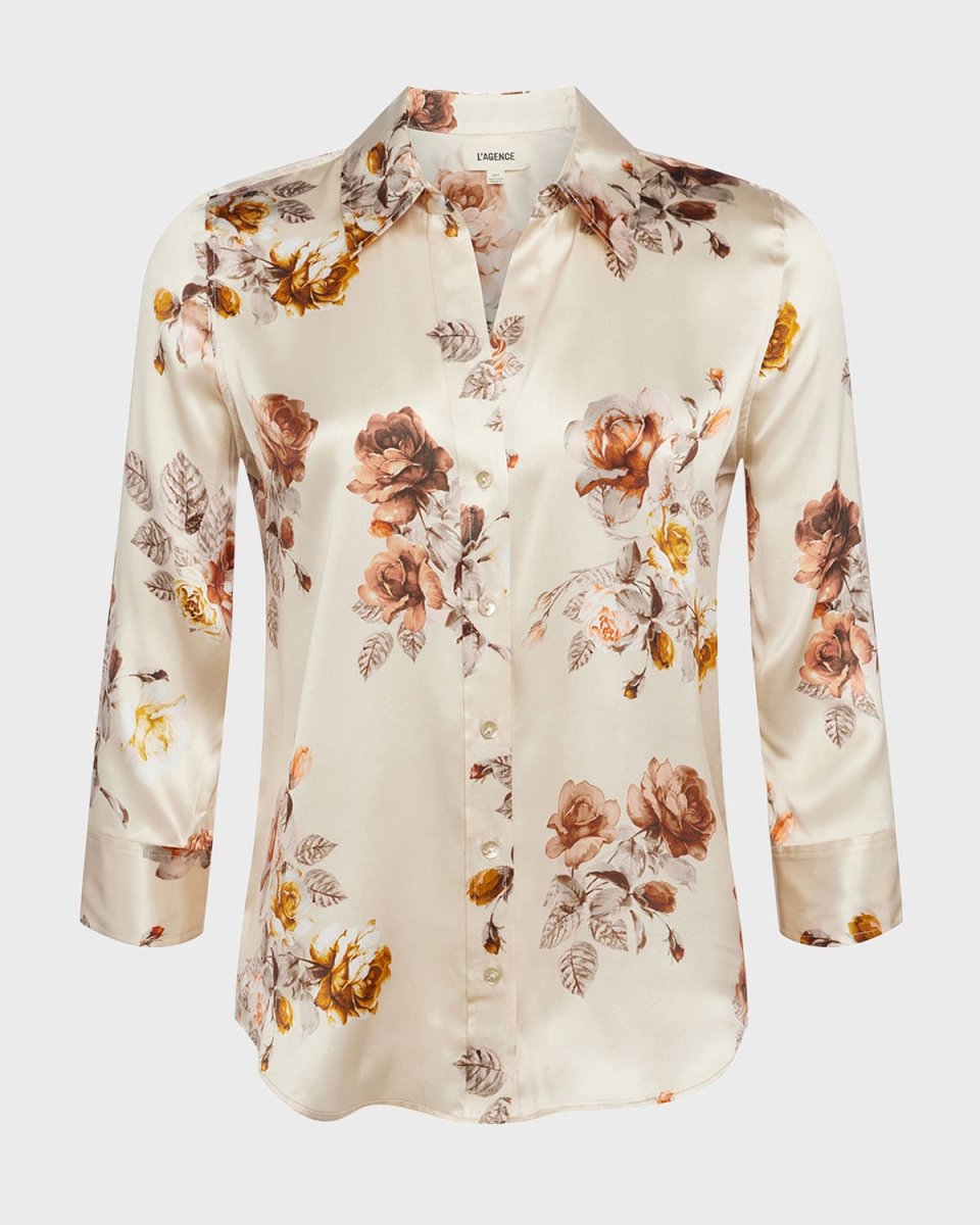Dani Floral-Print Silk Shirt